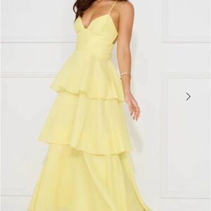Hello Molly Yellow Tiered Maxi Dress